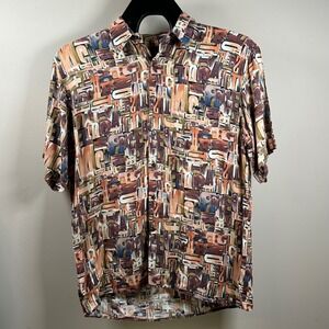 Countess Mara Men's Abstract Print Button Up‎ Short Sleeve Shirt